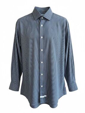 English Laundry Christopher Wicks Shirt Blue Check Long Sleeve Size 16 32/33